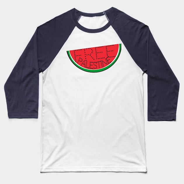 Free Palestine - Watermelon - Slightly Tilted - Back Baseball T-Shirt by SubversiveWare